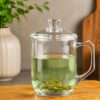 Classic Glass Mug with Glass Lid for Coffee/Milk/Tea 380 ml (Transparent) - 1 Piece